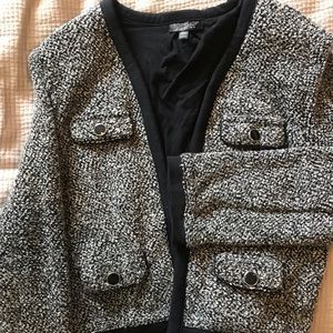 Black & Gray Wool Jacket with Black Buttons